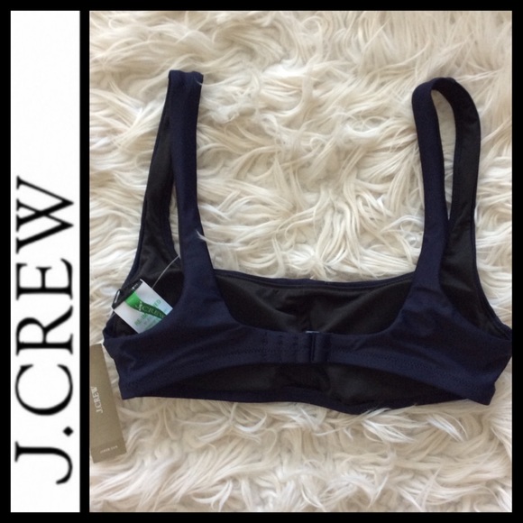 NWT J.Crew Square Neck Bikini Top in Navy - Picture 6 of 7